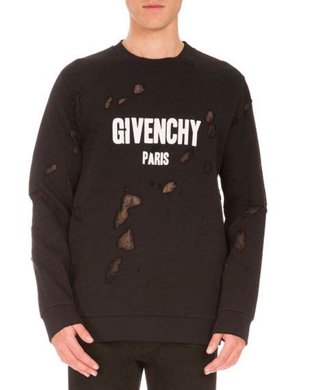 Givenchy Cuban Fit Paris Destroyed Sweatshirt 